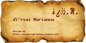 Árvai Marianna névjegykártya