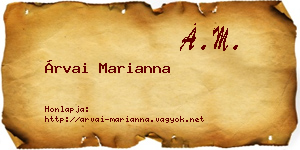 Árvai Marianna névjegykártya
